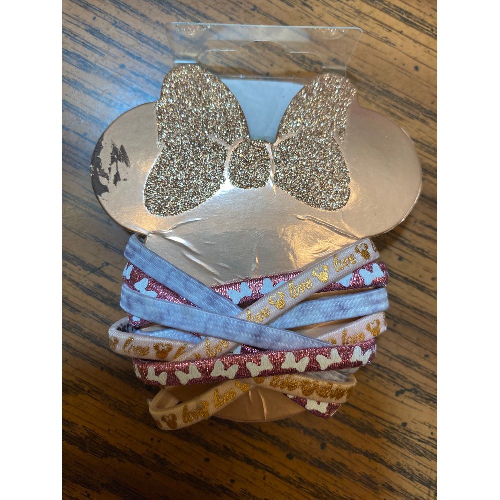 NWT Disney Parks Glitter Bow Hair Clip Elastic Bands Set Kids‎ Hair Accessories
